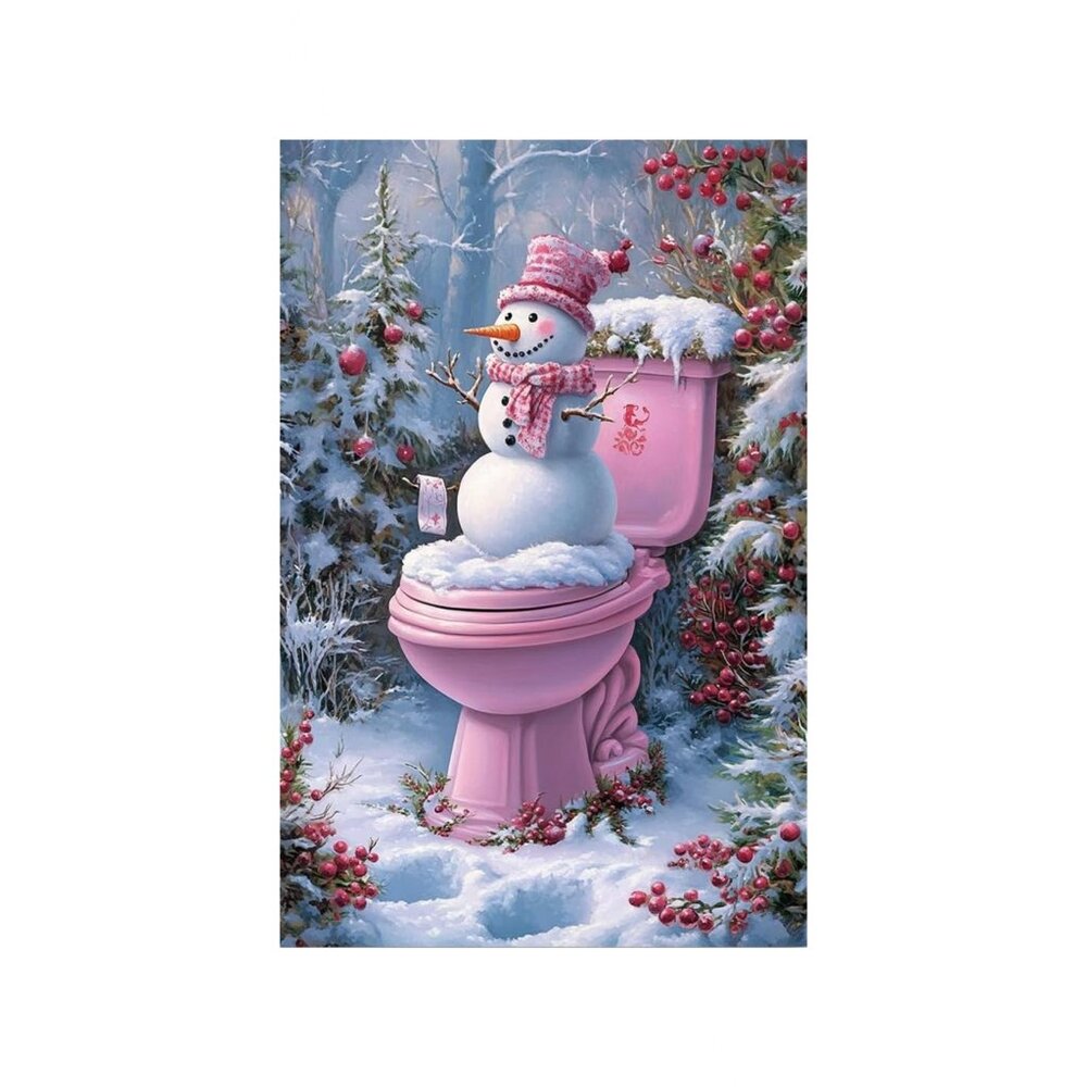 Snowman Bathroom Unframed Canvas Wall Art  24" X 36"